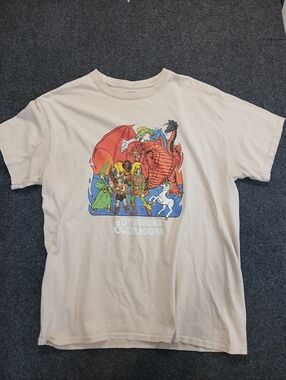 Dungeons & Dragons Graphic Tee - Beige Unisex Size Large EUC